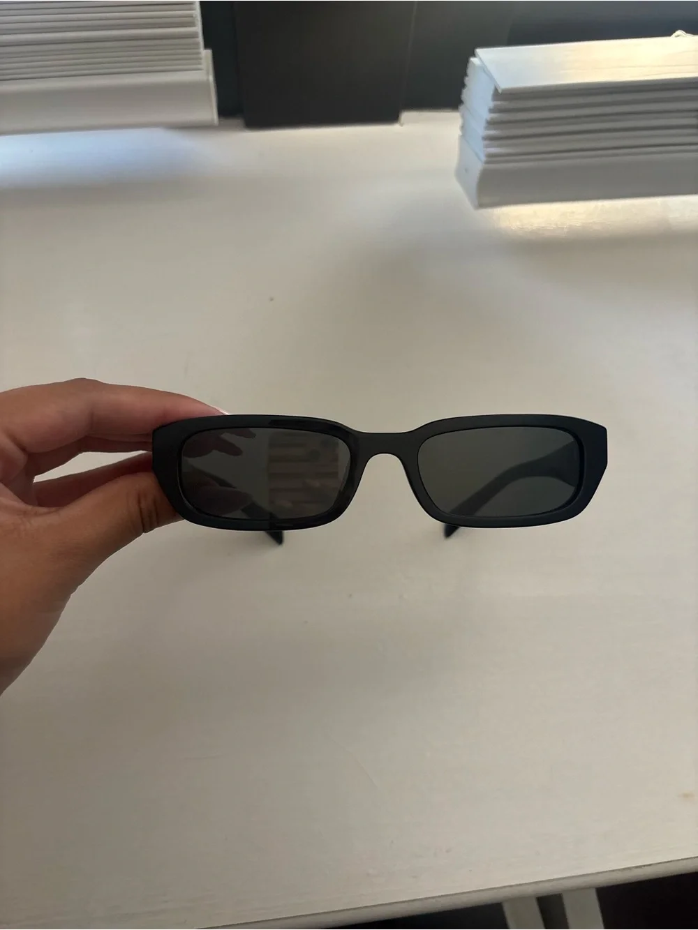 Prada Black Gloss Logo Sunglasses Temple Arm